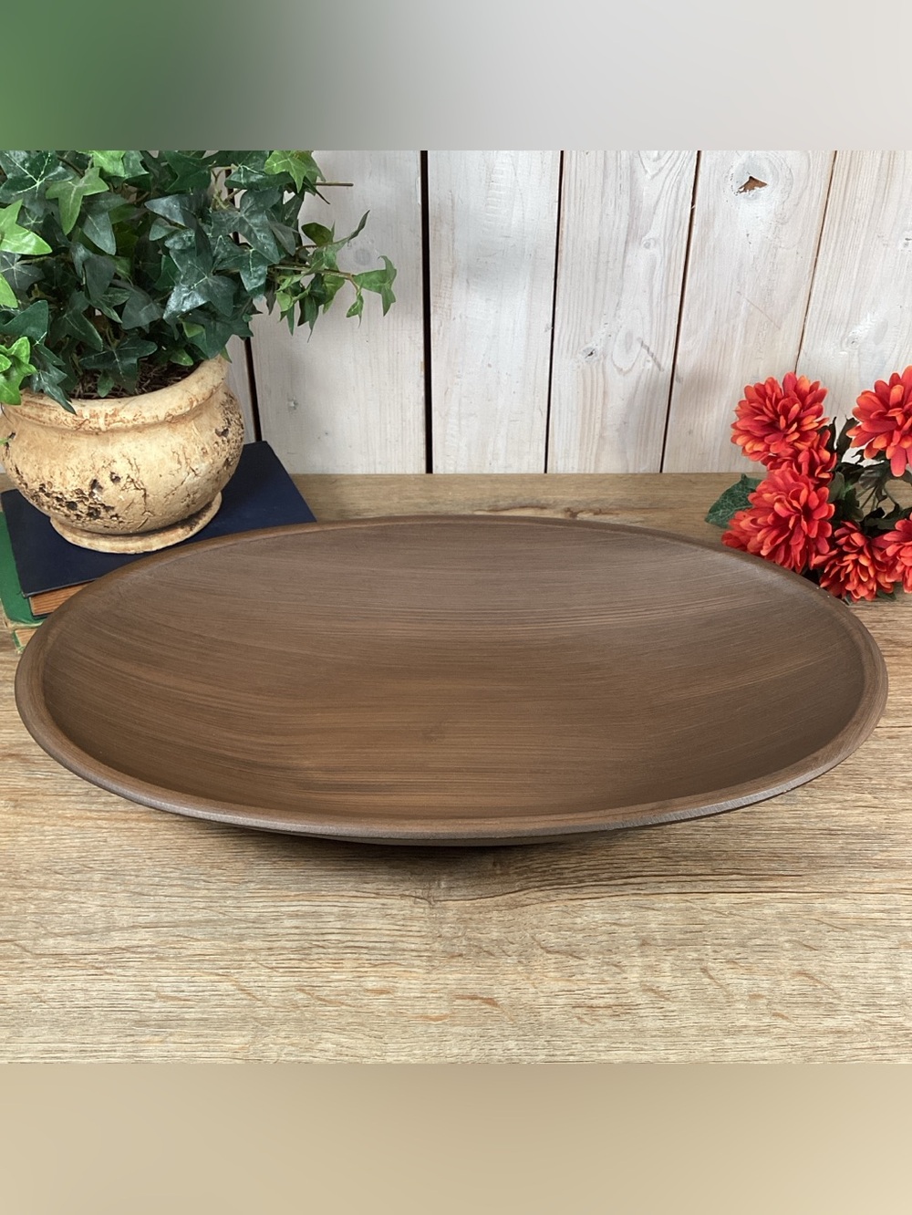 1970’s Faux Wood Console Centerpiece Bowl 19.5” Long X 11.5” Wide